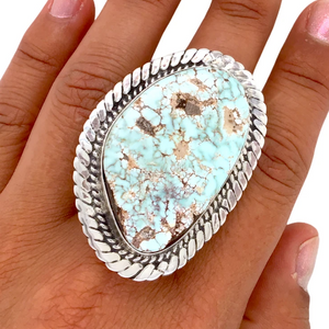 sold Large Navajo Dry Creek Turquoise Sterling Silver Ring - Native American