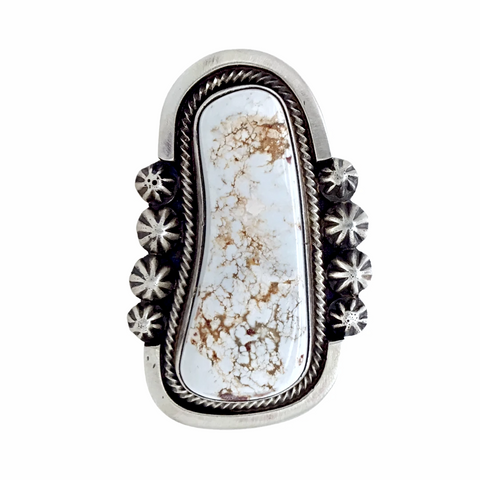 Image of sold Navajo Large Dry Creek Turquoise Sterling Silver Ring - Darryl Livingston - Native American