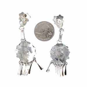 Sold Zuni Petit Point Sleeping Beauty Turquoise Sterling Silver Dangle Chandelier Earrings - Native American