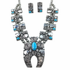 Sold Navajo Petroglyph Sterling Silver & Kingman Turquoise Set - Alex Sanchez - Native American