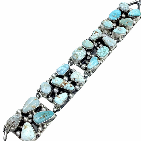 Image of SOLD Navajo Dry Creek Turquoise Cluster Sterling Silver Drop Link - Native American