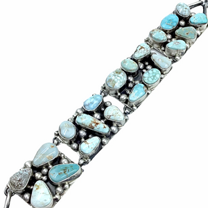 SOLD Navajo Dry Creek Turquoise Cluster Sterling Silver Drop Link - Native American