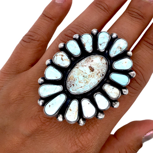 Sold Large Navajo Dry Creek Turquoise Many Stones Cluster Ring - Bobby Johnson - Native American