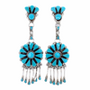 Sold Zuni Petit Point Sleeping Beauty Turquoise Sterling Silver Dangle Chandelier Earrings - Native American