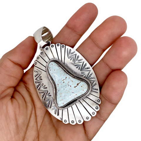 Image of Sold Navajo Dry Creek Turquoise Sterling Silver P.endant - Bobby Johnson - Native American