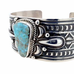 sold Navajo Large Dry Creek Turquoise Sterling Silver   - Cadman - Native American