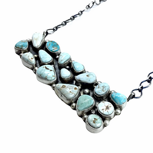 Sold Navajo Dry Creek Turquoise Rectangular Cluster Chain Ne.cklace - Sheila Becenti - Native American