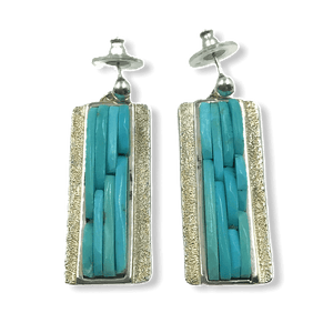 sold Carlos Eagle Turquoise Cobble Stone Earrings - Native American