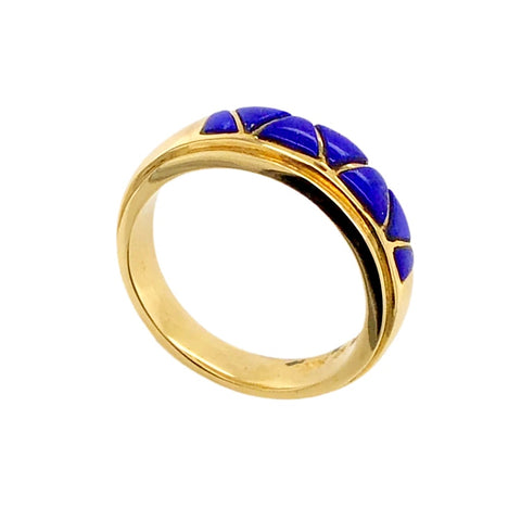 Image of Gold Jewelry - 14K Solid Gold Lapis Inlay Designer Ring