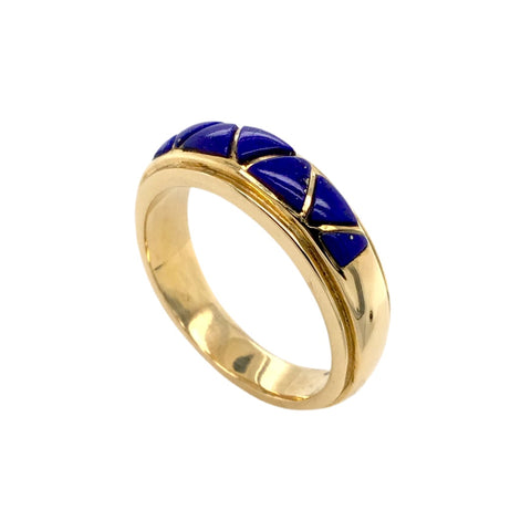 Image of Gold Jewelry - 14K Solid Gold Lapis Inlay Designer Ring
