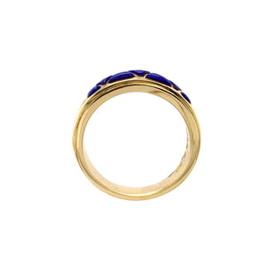 Gold Jewelry - 14K Solid Gold Lapis Inlay Designer Ring