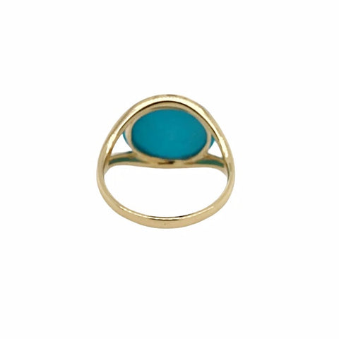 Image of Gold Jewelry - 14K Solid Gold & Large Sleeping Beauty Turquoise Cabochon Designer Ring