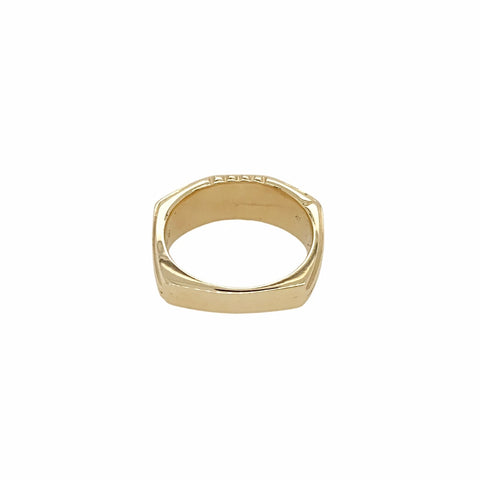 Image of Gold Jewelry - 14K Solid Gold & Sleeping Beauty Turquoise Inlay Designer Geometric Band Ring