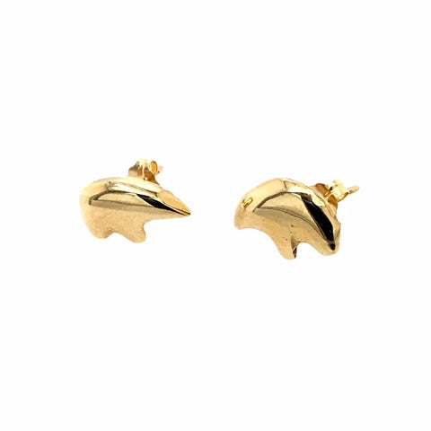 Image of Gold Jewelry - Fine Designer 14K Solid Gold Bear Small Stud Earrings