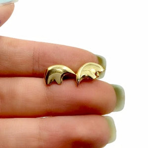 Gold Jewelry - Fine Designer 14K Solid Gold Bear Small Stud Earrings