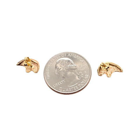 Image of Gold Jewelry - Fine Designer 14K Solid Gold Bear Small Stud Earrings