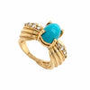 Gold Jewelry - Fine Designer 14K Solid Gold Diamond & Sleeping Beauty Turquoise Cabochon Ring