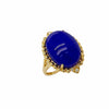Gold Jewelry - Fine Designer 14K Solid Gold Lapis Cabochon Oval Diamond Ring