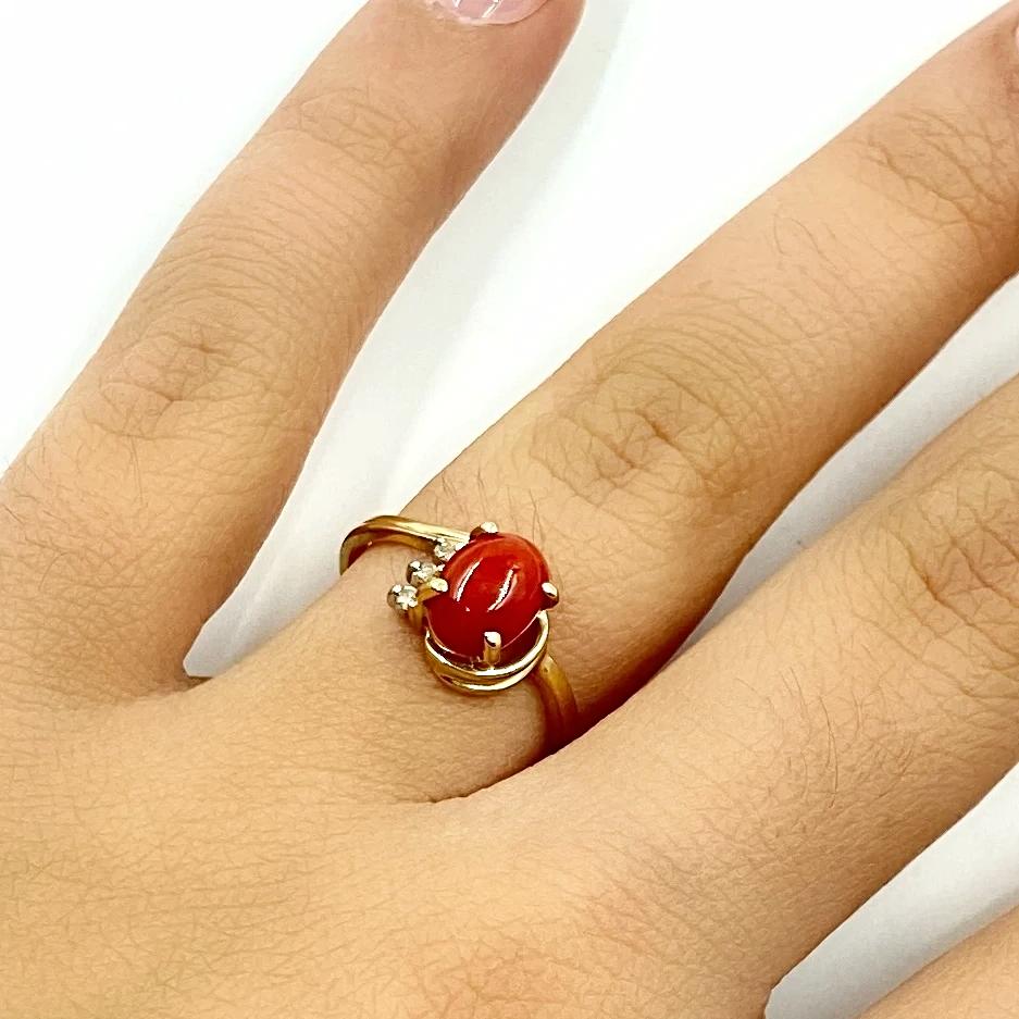 Large 18K Red Coral Ring