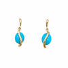 Gold Jewelry - Fine Designer 14K Solid Gold Sleeping Beauty Turquoise Short Dangle Post Earrings