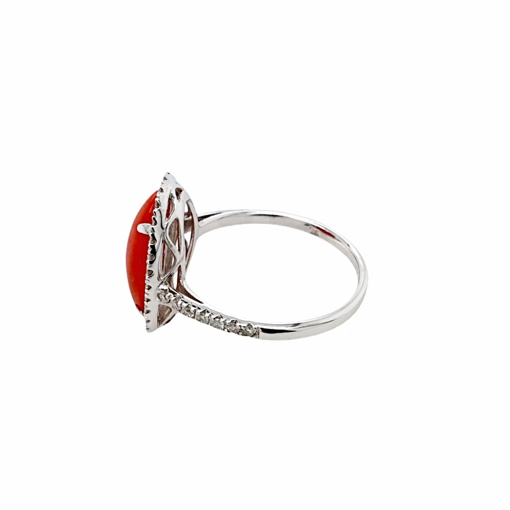Red Coral Sterling Silver Ring (Design AC9) | GemPundit Australia