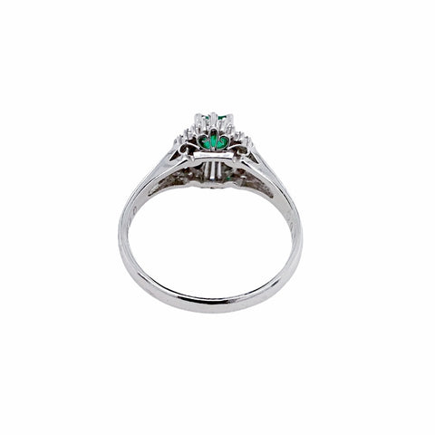 Image of Gold Jewelry - Fine Designer Platinum Emerald & .30 CTW Diamond Baguette Halo Ring