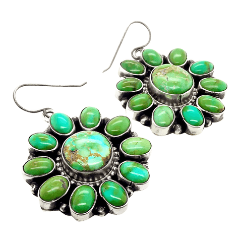 Image of Green Navajo Turquoise Moss Blossom Earrings - Ella Peters