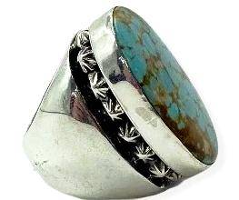 SOLD Large Navajo Turquoise Men's Ring Russell Sam