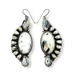 SOLD Large Navajo White Buffalo Cluster E.arrings-Traditional Style.