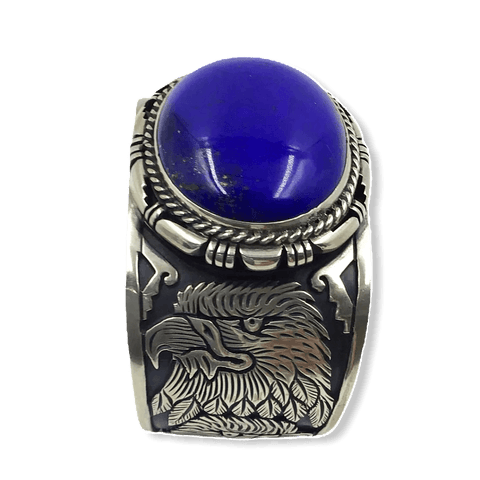 Image of Sold Navajo Large Stone Lapis Eagle Br.acelet - Native American