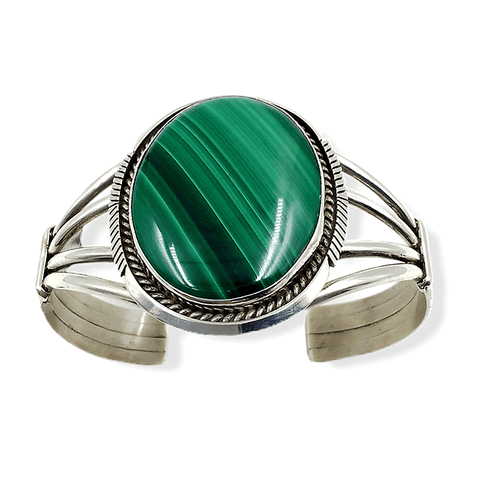 Image of SOLD Large Stone Navajo Malachite Br.acelet