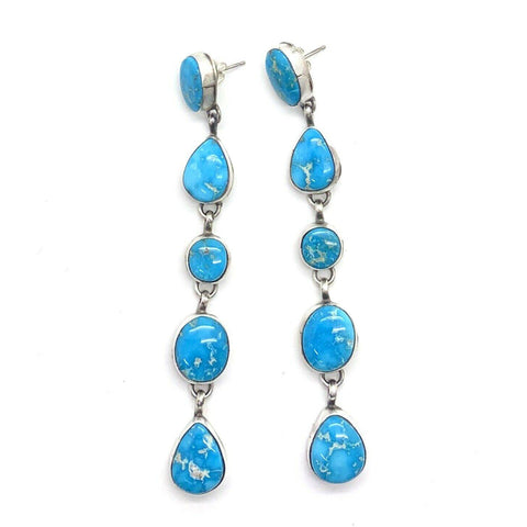 Image of SOLD Long Navajo Turquoise Mountain Earrings