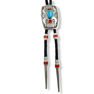 SOLD Michael Perry Kingman Turquoise & Coral Bol Tie-