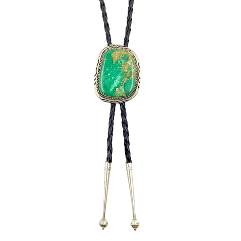 Image of Native American Bolo Tie - Navajo Broken Arrow Turquoise Nugget Bolo Tie - Scotty Skeets