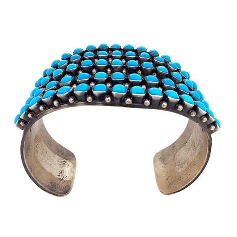 Image of Native American Bracelet - 5 Row Sleeping Beauty Turquoise Cuff Bracelet - Paul Livingston