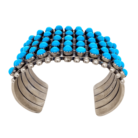 Image of Native American Bracelet - 5 Row Sleeping Beauty Turquoise Rodeo Queen Cuff Bracelet - Paul Livingston