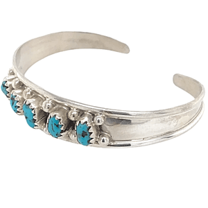 Native American Bracelet - Children's Navajo Five Stone Kingman Turquoise Bracelet - Elton Cadman