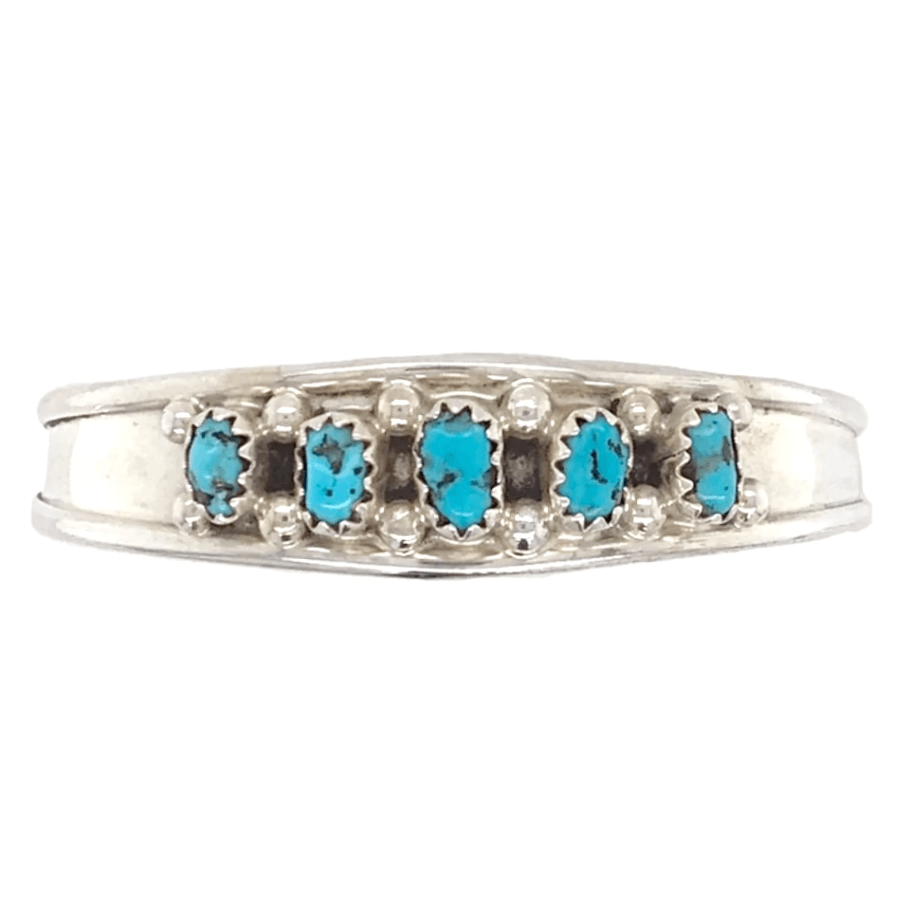 Native American Bracelet - Children's Navajo Five Stone Kingman Turquoise Bracelet - Elton Cadman