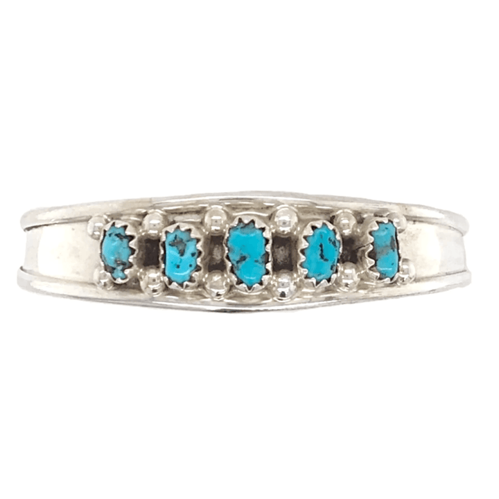 Native American Bracelet - Children's Navajo Five Stone Kingman Turquoise Bracelet - Elton Cadman