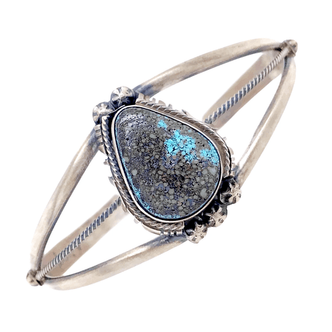 Image of Native American Bracelet - Desert Skies Turquoise Teardrop Silver Bracelet- Larry Spencer, Navajo