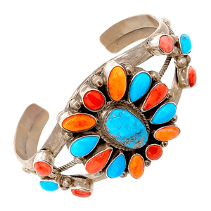 Native American Bracelet - Exquisite Navajo Multi-Stone Sterling Silver Bracelet - Kathleen