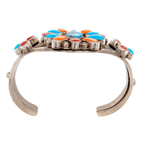 Image of Native American Bracelet - Exquisite Navajo Multi-Stone Sterling Silver Bracelet - Kathleen