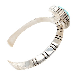 Native American Bracelet - Fine High Bezeled Navajo Number 8 Turquoise Sterling Bracelet