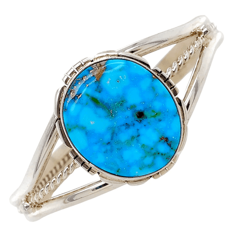 Image of Native American Bracelet - Fine Navajo High Grade Kingman Spider Web Turquoise Sterling Bracelet - Samson Edsitty