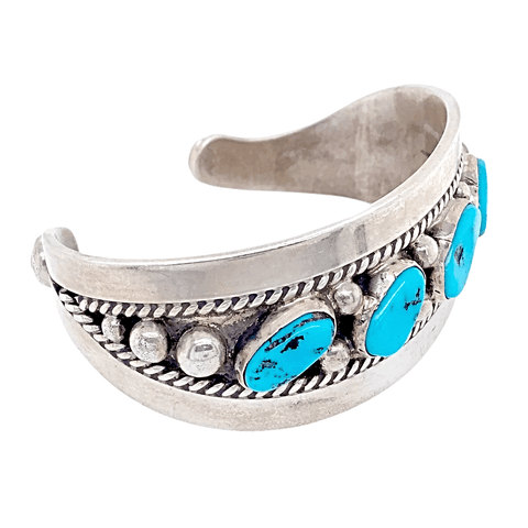 Image of Native American Bracelet - Five Stone Sleeping Beauty Turquoise Bracelet - Navajo Pawn