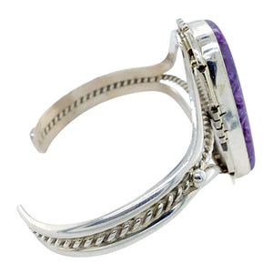 Native American Bracelet - Gorgeous Navajo Charoite Sterling Silver Cuff Bracelet - Samson Edsitty