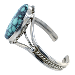 Native American Bracelet - Gorgeous Navajo  Spider Web Turquoise Sterling Silver Bracelet - Samson Edsitty