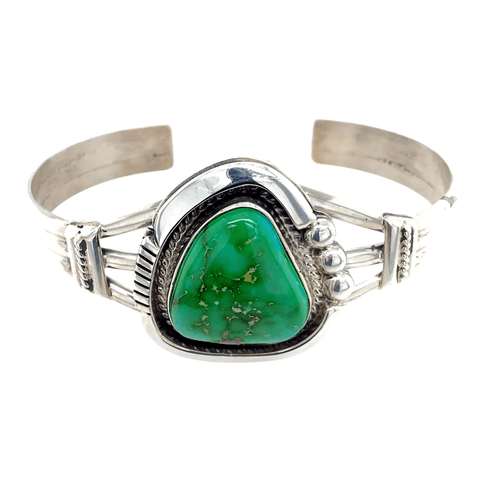 Image of Native American Bracelet - Green Sonoran Turquoise Triangle Navajo Bracelet