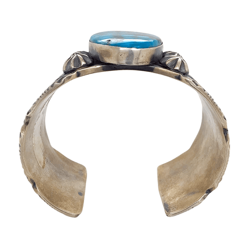 Image of Native American Bracelet - Kingman Spider Web Turquoise And Silver Cuff Bracelet By: Mark Antia