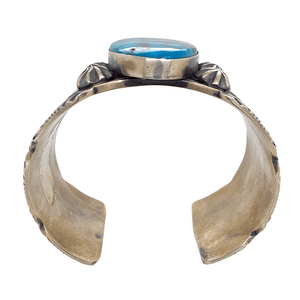 Native American Bracelet - Kingman Spider Web Turquoise And Silver Cuff Bracelet By: Mark Antia